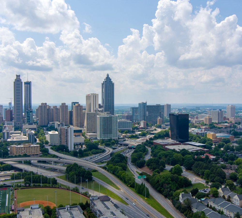 The downtown Atlanta, Georgia skyline from above the Jackson Street Bridge